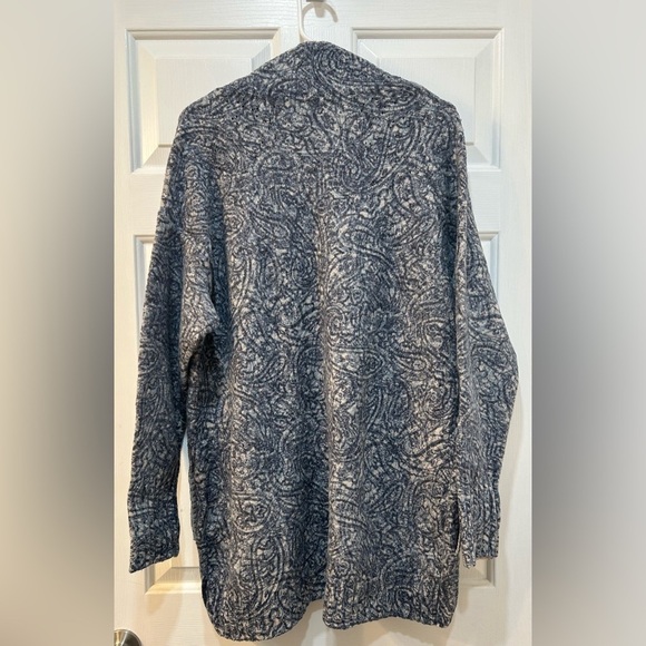 NWT Pure Jill Snap Front Cardigan Sweater Size M Paisley Printed Fabric Eyelet - Picture 2 of 10